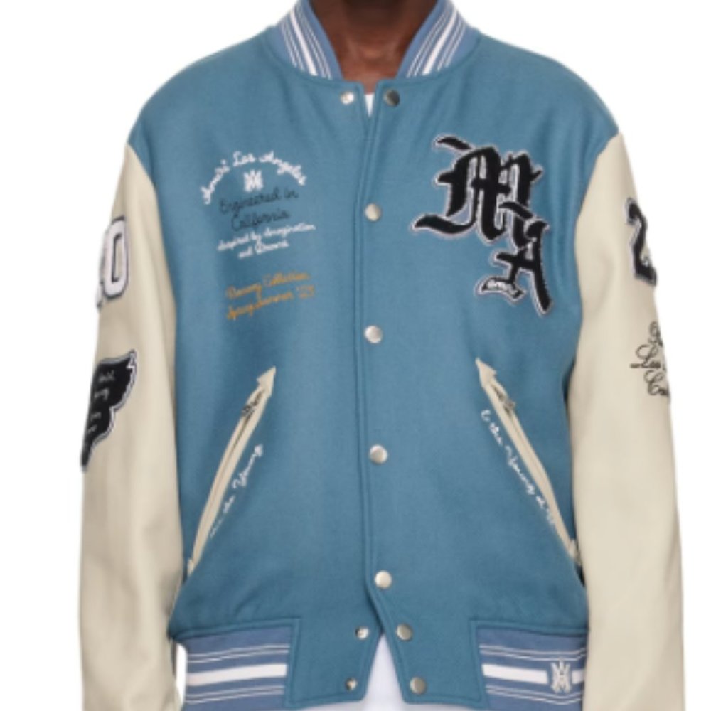 AMIRI 2023 Blue Oversized Varsity Bomber Jacket